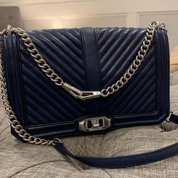 Sold! Rebecca Minkoff Love Chevron Leather Quilted Chain Crossbody Bag - Picture 10 of 16